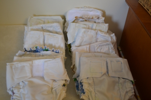 The stash of All in One Diapers I made for Eli using Kwik Sew's pattern. 